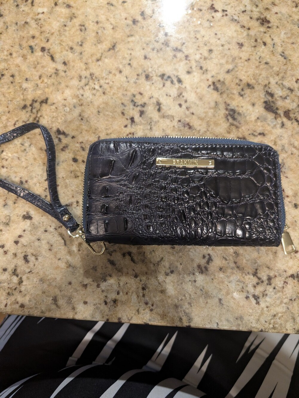 Brahmin Dark Navy Croc Embossed Wallet